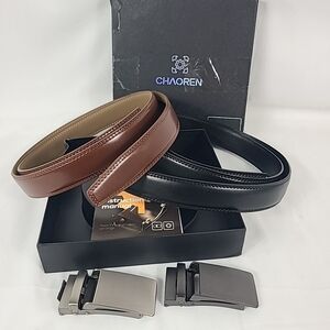 NWT Chaoren 2 Pack Men's Ratchet Belt Leather Black Brown 1 1/4"